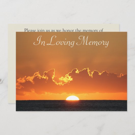 サンセット追悼式のお知らせ 招待状 (正面/裏面)