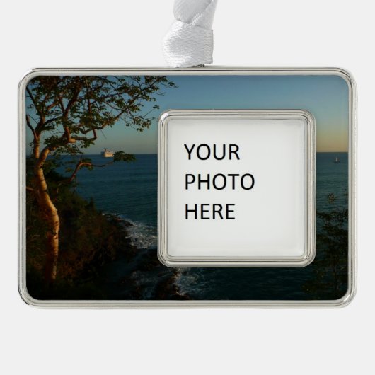 サンセット遠くにIIトロピカルシースケープで帆走 シルバープレートフレームオーナメント (正面)