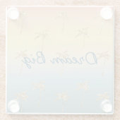 サンセット金ゴールドグリッターパームツリーズ ガラスコースター (裏面)