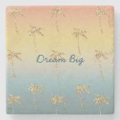 サンセット金ゴールドグリッターパームツリーズ ストーンコースター (正面)