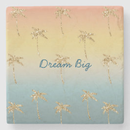 サンセット金ゴールドグリッターパームツリーズ ストーンコースター