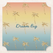 サンセット金ゴールドグリッターパームツリーズ ペーパーコースター (正面)