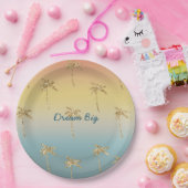 サンセット金ゴールドグリッターパームツリーズ ペーパープレート (パーティー)