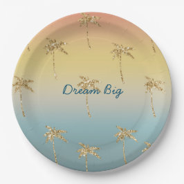 サンセット金ゴールドグリッターパームツリーズ ペーパープレート