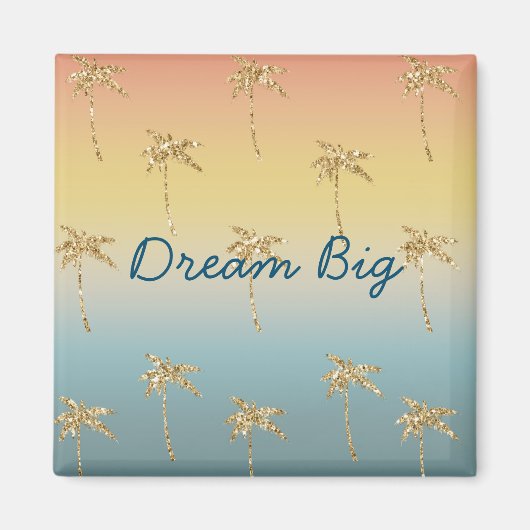 サンセット金ゴールドグリッターパームツリーズ マグネット (正面)