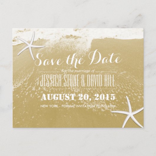 サンセット金ゴールドビーチ&スターフィッシュ日付を保存 案内ポストカード (正面)