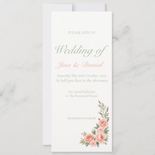 サンセット開花 – ソフトオレンジ 招待状 (正面)