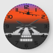 サンセット飛行機による滑走路灯航空 ラージ壁時計 (正面)