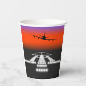 サンセット飛行機による滑走路灯航空 紙コップ (正面)