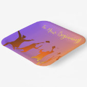 サンセット鮮やかテクモダンの卒業 ペーパープレート (傾斜あり)