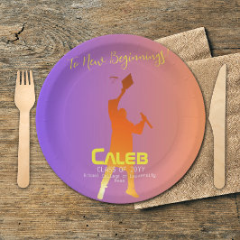 サンセット鮮やかテクモダンの卒業 ペーパープレート