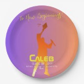 サンセット鮮やかテクモダンの卒業 ペーパープレート (正面)