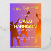 サンセット鮮やかテクモダンの卒業 箔招待状 (正面)