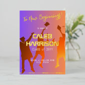 サンセット鮮やかテクモダンの卒業 箔招待状 (立ち正面)