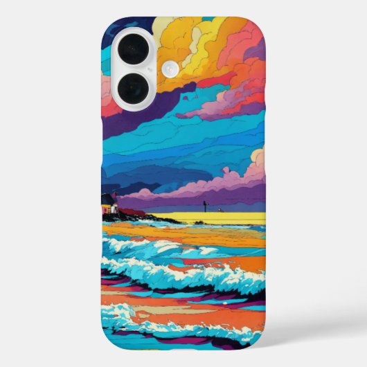 サンセット鮮やかビーチウェーブ芸術的デザイン Case-Mate iPhoneケース (裏面)
