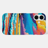 サンセット鮮やかビーチウェーブ芸術的デザイン Case-Mate iPhoneケース (裏面 (横))