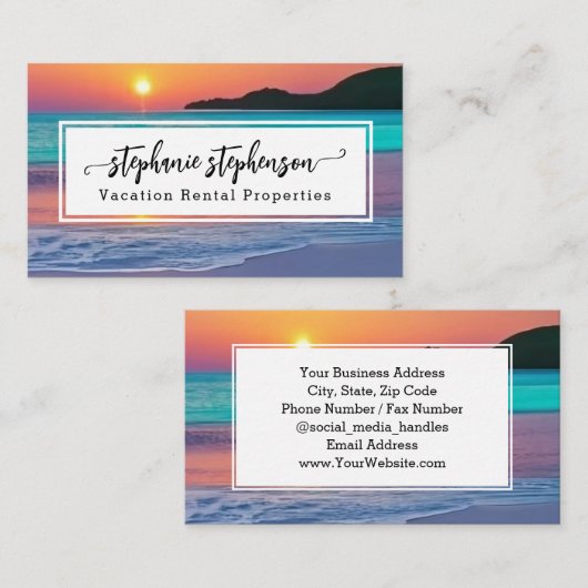 サンセット鮮やかビーチスパトラベルバケーション 名刺 (正面/裏面)