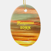 サンセット鮮やかフォトフレーム楕円オーナメント セラミックオーナメント (裏面)