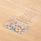 サンセット鮮やかフローラアーチ赤ちゃんシャワー アクリル招待状 (レイダウン)