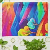 サンセット鮮やかマウンテンアートプリント キッチンタオル (折り畳み)