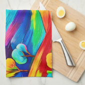 サンセット鮮やかマウンテンアートプリント キッチンタオル (四つ折り)