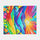 サンセット鮮やかマウンテンアートプリント フリースブランケット (正面(横))