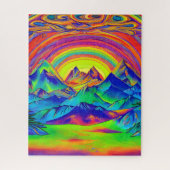 サンセット鮮やかマウンテンズランドスケープサイカデル美術 ジグソーパズル (縦)