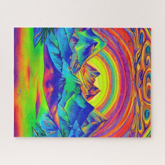 サンセット鮮やかマウンテンズランドスケープサイカデル美術 ジグソーパズル (横)