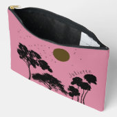 サンセット鳥の木のシルエット名前をカスタムする アクセサリーポーチ (見開き)