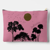 サンセット鳥の木のシルエット名前をカスタムする アクセサリーポーチ (裏面)