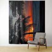 サンセット ウェディング フォトブース 背景 シート 個人用にカスタマイズ タペストリー (インサイチュ)