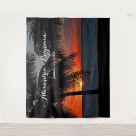 サンセット ウェディング フォトブース 背景 シート 個人用にカスタマイズ タペストリー