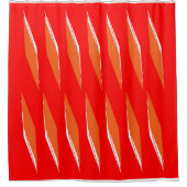 サンセット – オレンジと白い菱形パターン シャワーカーテン (正面)