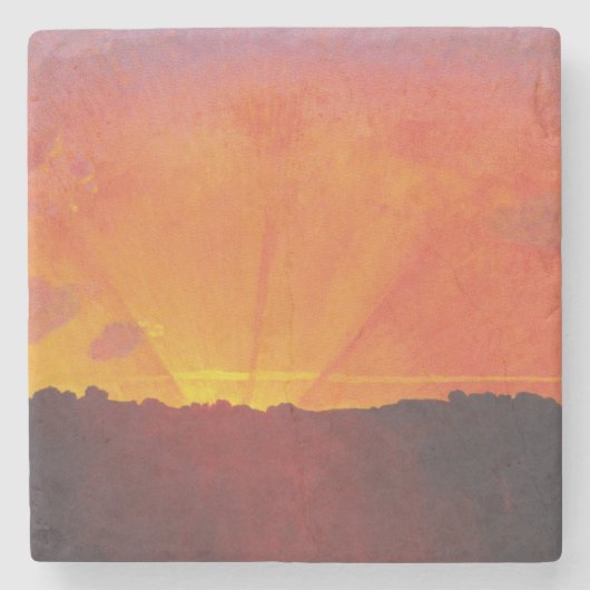 サンセット、オレンジスカイ(by Fellix Vallotton) ストーンコースター (正面)