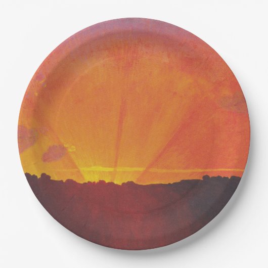 サンセット、オレンジスカイ(by Fellix Vallotton) ペーパープレート (正面)