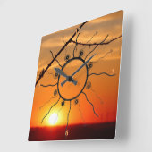 サンセット·オーブス。 スクエア壁時計 (傾斜)