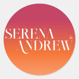 サンセット グラデーション オレンジ ヴィバ マゼンタ ブライト モダン ラウンドシール