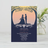 サンセット シルエット 花嫁 花婿 結婚式招待状 招待状 (スタンド正面)