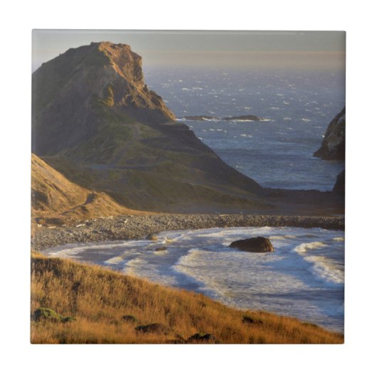 サンセット、シースタック、姉妹、オレゴン海岸 タイル (正面)