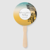 サンセット スターリーライト トロピカルビーチ ウェディング ラウンド ハンドファン (正面)