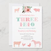 サンセット・スマイルズ、オールドマクドナルドガール3歳の誕生日パーティー 招待状 (正面)