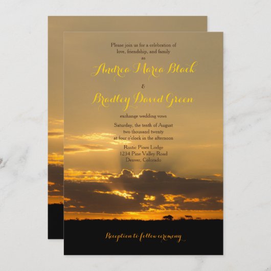 サンセット・ナミビア・アフリカ結婚景観 招待状 (正面/裏面)