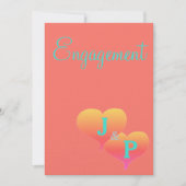 サンセット ハーツ コーラル ターコイズ モノグラム 婚約 招待状 (正面)