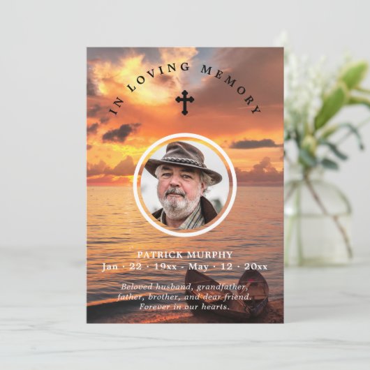 サンセット&ポートレートフォトメモリアル祈りの言葉&サンセット サンキューカード (スタンド正面)