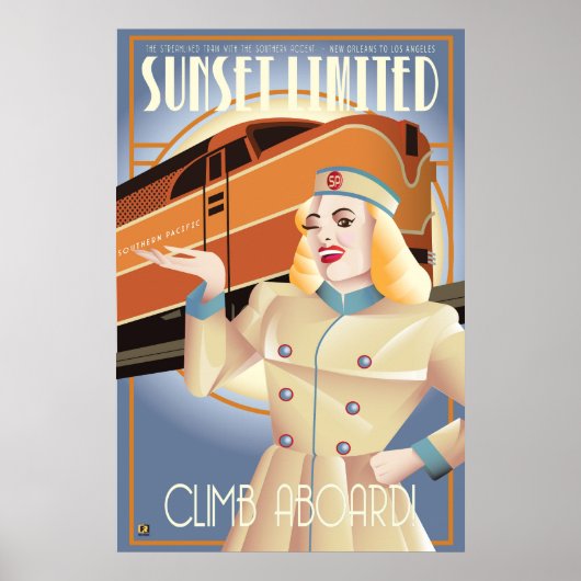 サンセット・リミテッド鉄道のヴィンテージポスター ポスター (正面)