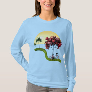 サンセット ロマンティック ラブ アート ベーシック ロングスリーブTシャツ Tシャツ
