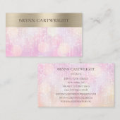 サンセット《写真》ぼけ味トゥインクルライトピンクと金ゴールド 名刺 (正面/裏面)