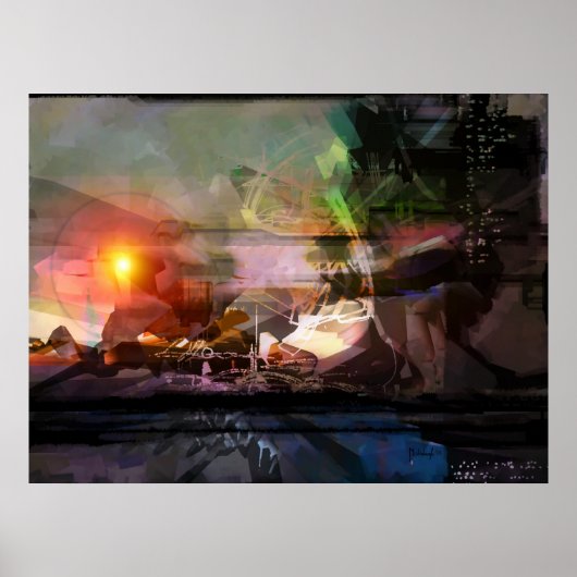 サンセット – 抽象芸術プリント ポスター (正面)