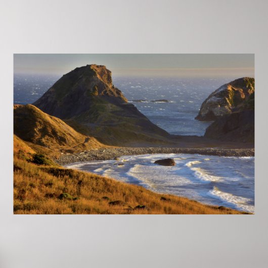 サンセット、海のスタック、姉妹、オレゴン州コースト ポスター (正面)