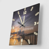 サンセット、海、アフの退職 スクエア壁時計 (傾斜)